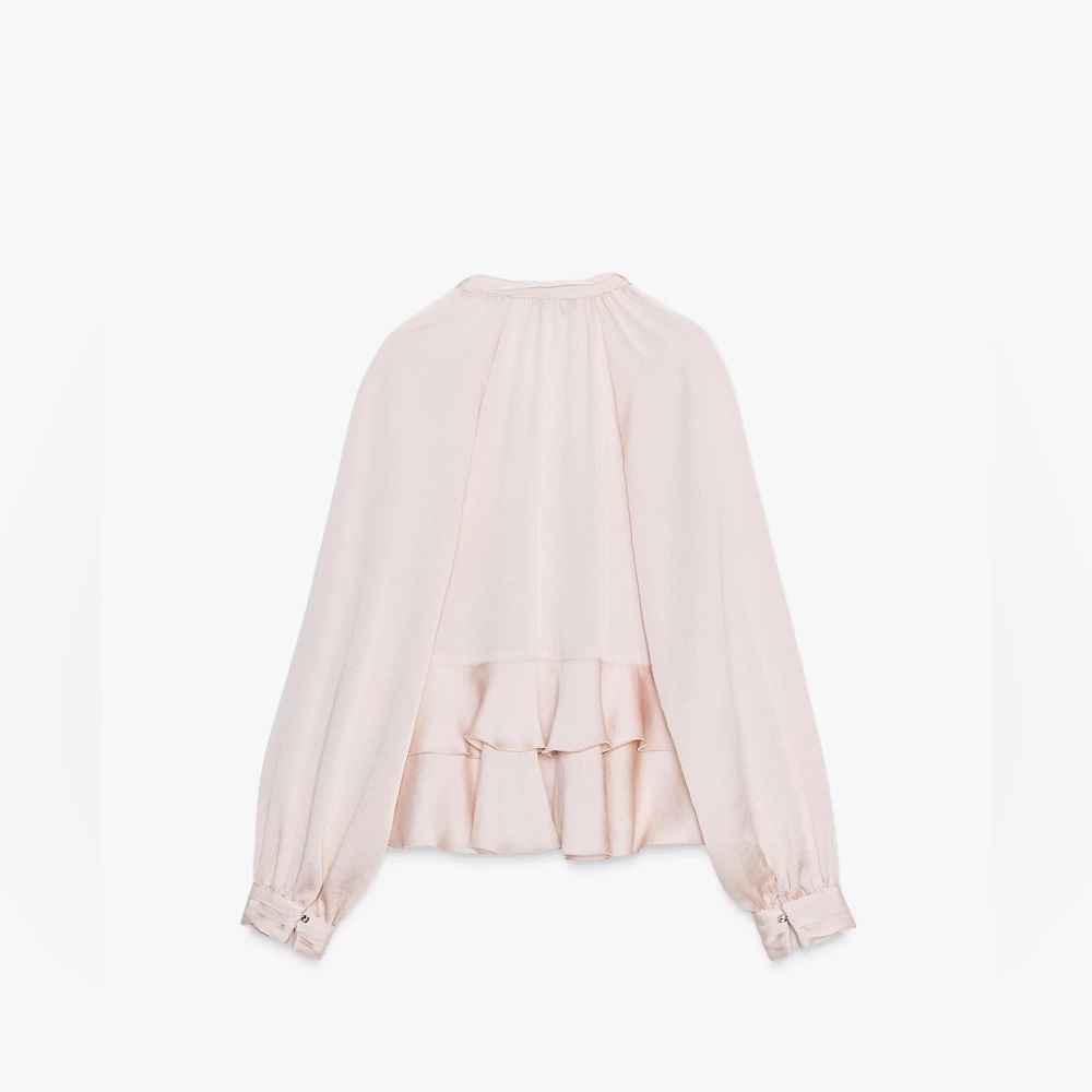 ZARA PINK RUFFLED BLOUSE SIZE M - Picture 6 of 9